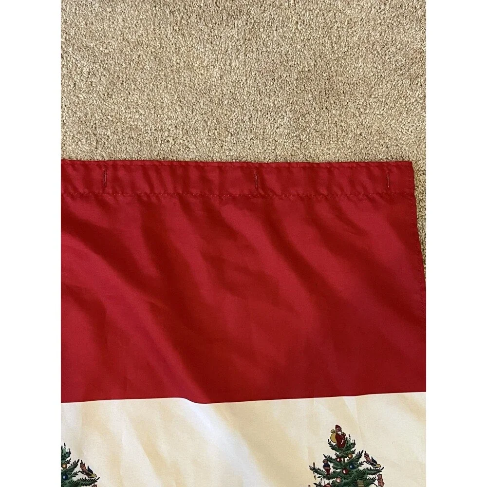 SPODE Christmas Tree fabric shower curtain 72” x 72” polyester Red Top & Bottom